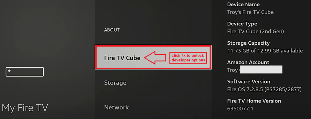 activate fire tv developer optons